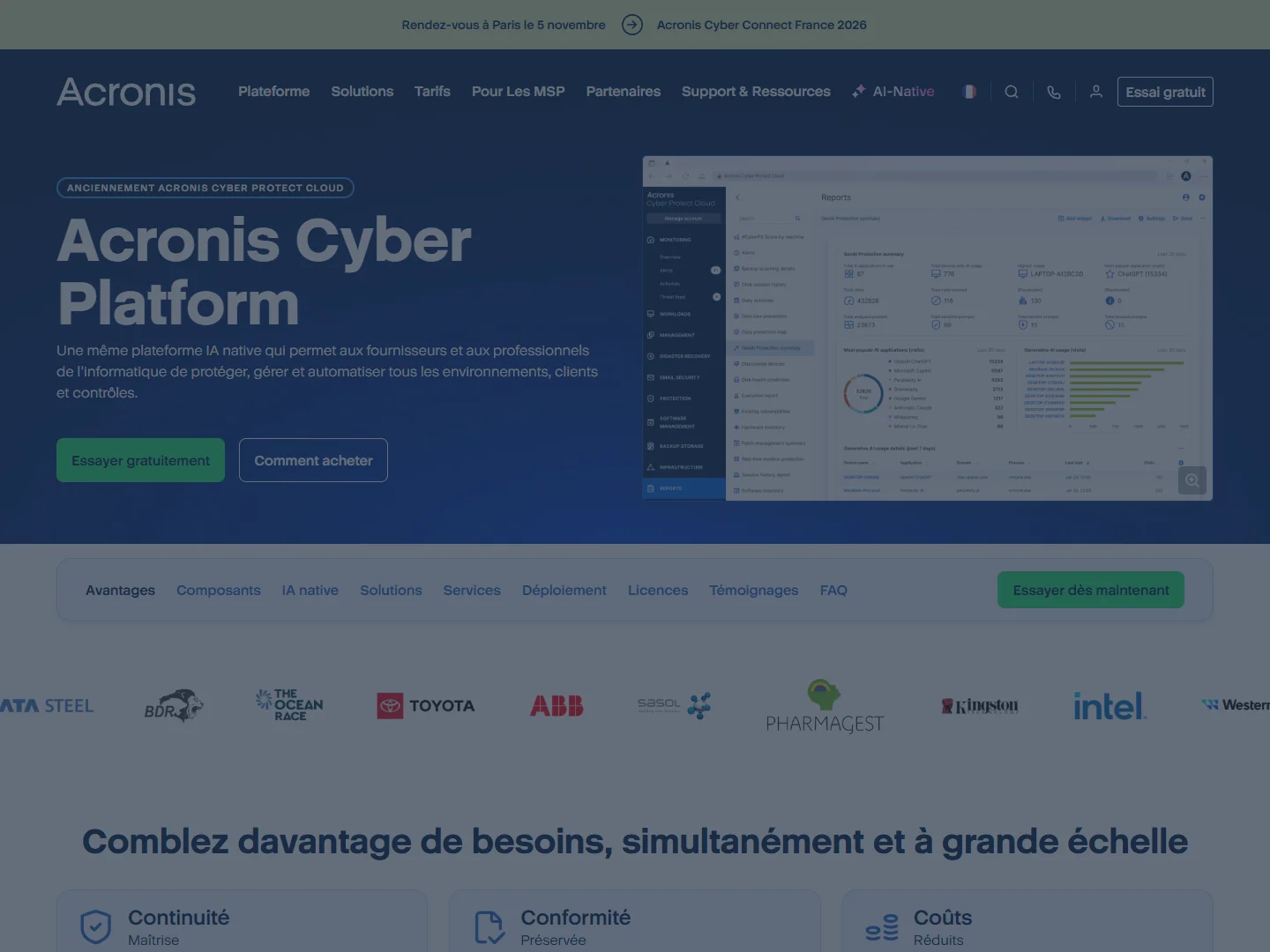 Preuve tarifaire Acronis Cyber Protect Cloud